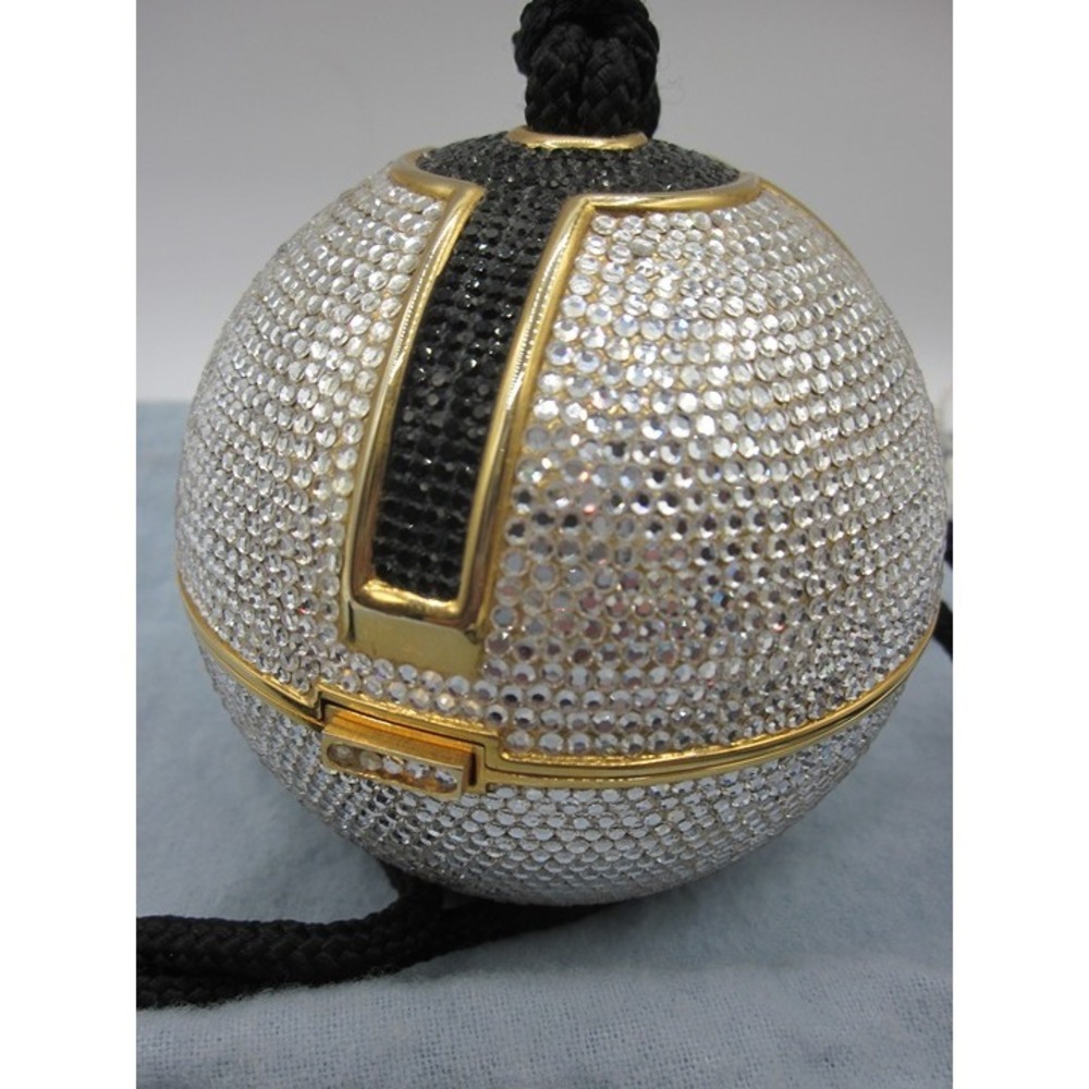 Authentic Clear and Black crystal trim Judith Leiber Ball handbag - Picture 2 of 8